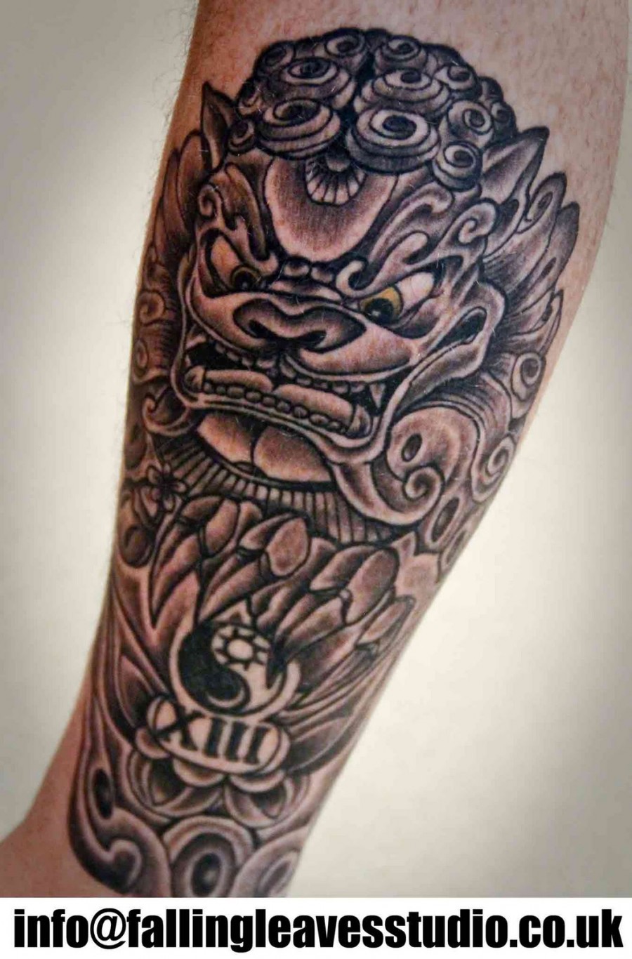 Head Of Foo Dog Tattoo Half Sleeves Ideas