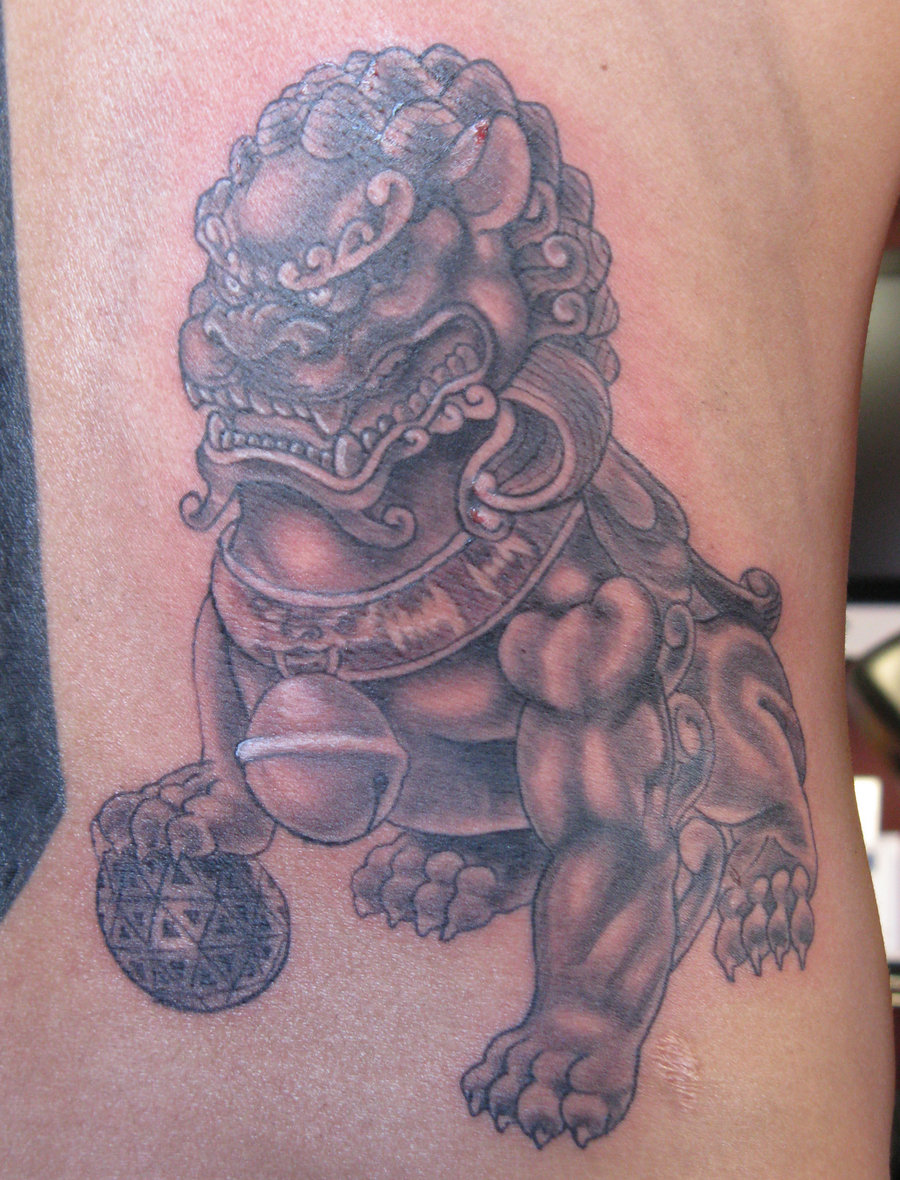 Foo Dog Tattoo Realistic Design