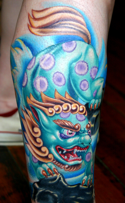 Full Color Foo Dog Tattoo Design