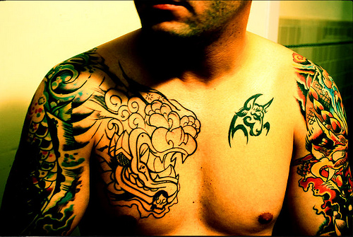 Fu Dog Tattoo Designs on Chest