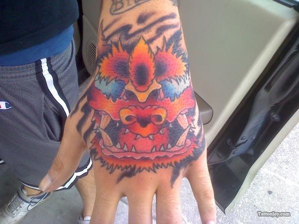 Red Foo Dog Tattoo