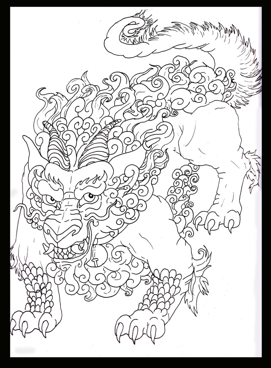 The Great Foo Dog Tattoo Sketch