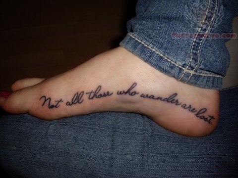 Literary Tattoo On Foot For Men