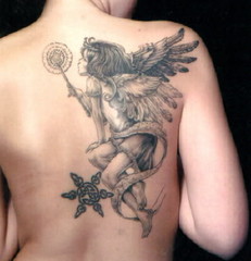 Cute Angle Tattoo Design on Back for Men