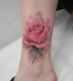 Beautiful Rose Tattoo Design on Foot