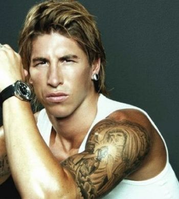 Football Sergio Ramos Upper Arm Tattoo Design Idea