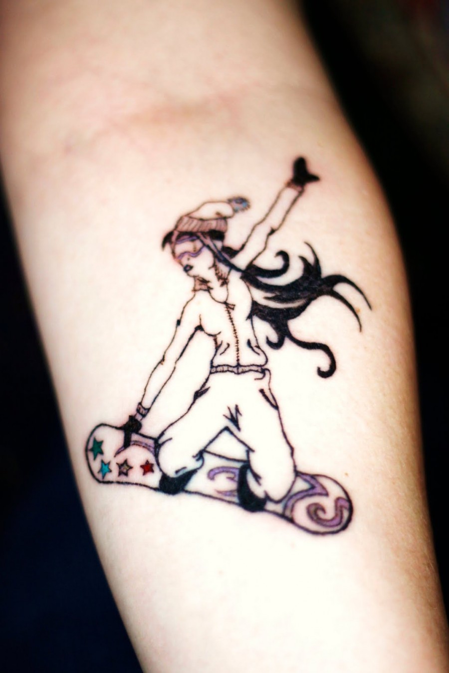 Girl’s Forearm Snowboarding Tattoo