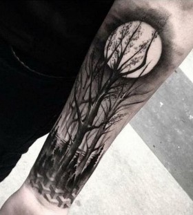 forrest and moon tattoos for men forrest and moon tattoos for men