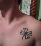 Men Four Leaf Clover Tattoo on Chest