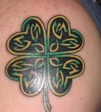 Black-Green Clover Tattoo Design