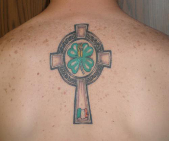 Four Leaf Clover Cross Tattoo Design For Men