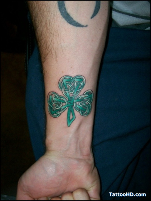 Men Wrist Art Four Leaf Clover Tattoo Design