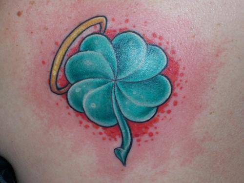 Four Leaf Shamrock Clover With Angel Halo