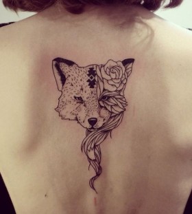 fox-on-back-autumn-tattoo fox-on-back-autumn-tattoo