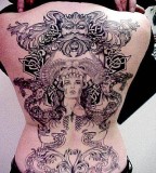 Mystical Black And Grey Full Backpiece Tattoo