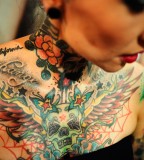 Tattoos Addicted Girl With Full Tattoos on Her Chest