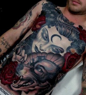 girl and wolf portrait tattoos for men girl and wolf portrait tattoos for men