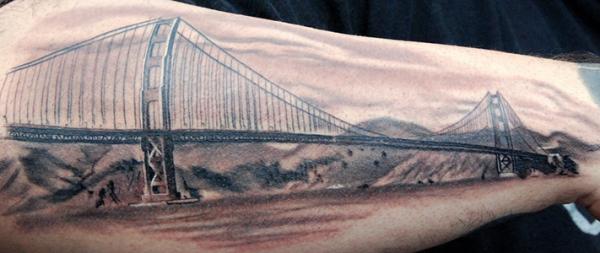 Stylish Golden Gate Bridge Tattoo Design in Arm