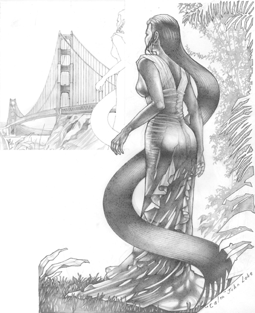 Golden Gate Bridge Concept Drawing Graphite Sketchbook Paper
