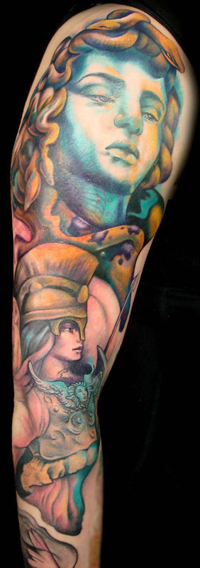 Colorful Awesome Athena Sketch Tattoo Ideas