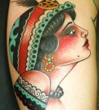 Retro Style Gypsy Head Tattoo Real Gypsy Ornament