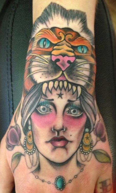 Gypsy Women with Tiger Cat Head Ornament