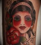 Kylle Tattoo Gipsy Women with Bloody Red Cheek Tattoo