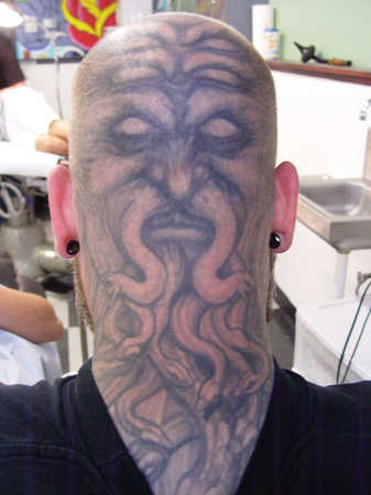 Oldman with Beard Gipsy Head Tattoo