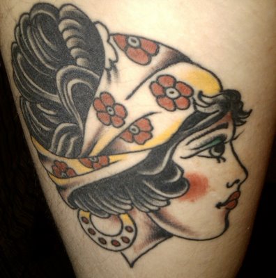 Sean’s Gypsy Head Tattoo Design on Left Thigh