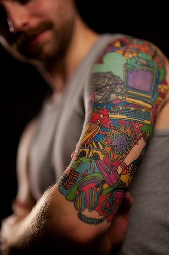 Colorful Half Tattoo Design for Men