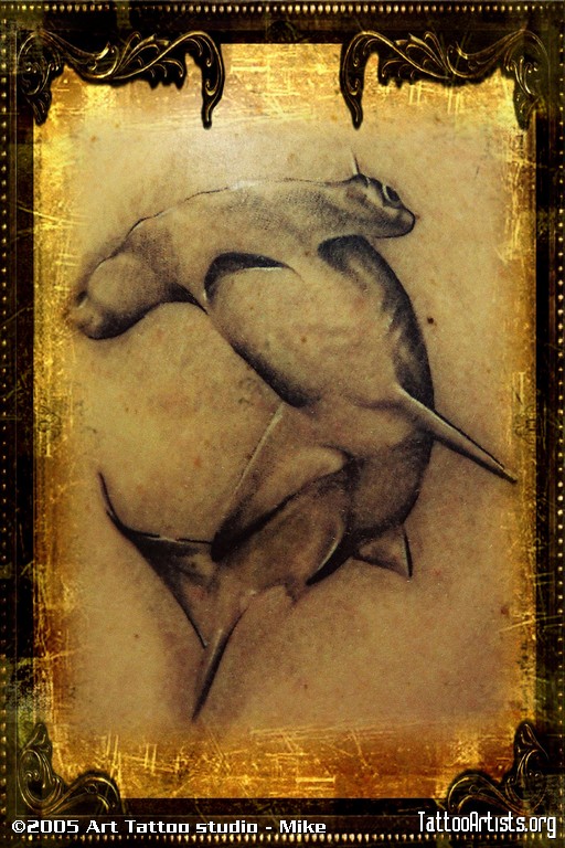 Chic Tattoo Of Hammerhead Shark