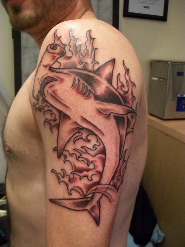 Hammerhead Shark Arm Tattoo Design Image