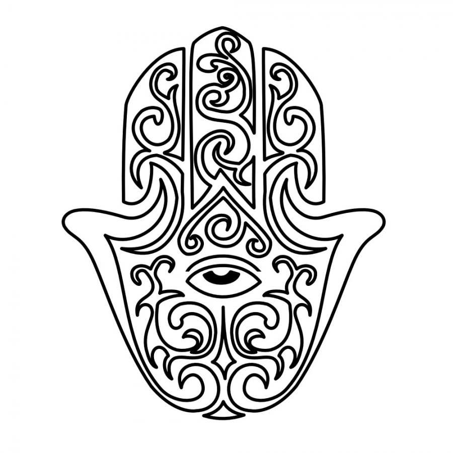 Hamsa Hand Outline Sketch Design