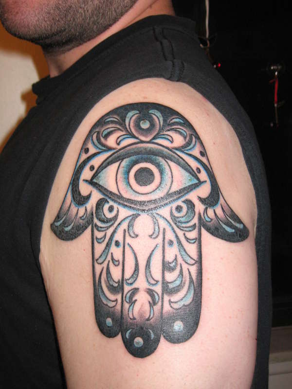 Left Halfsleeve Hamsa Hand Tattoo