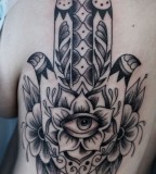 Flower Formed Hamsa Hand Tattoo