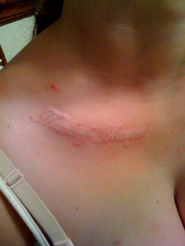 Name in White Ink Tattoo