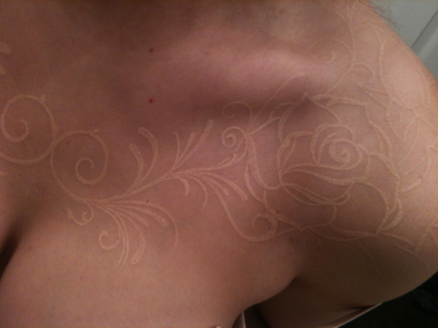 Tribal Flower White Ink Tattoo
