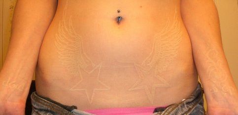 Winged Star White Ink Tattoo