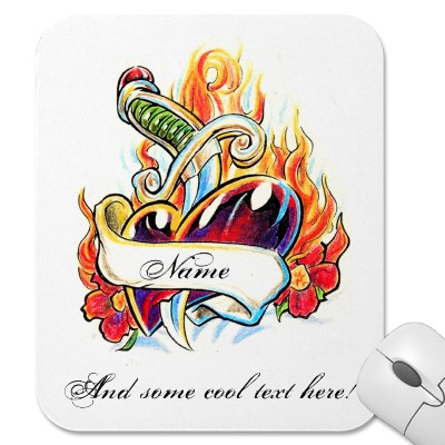 Chic Heart And Dagger Tattoo Mousepad Photo