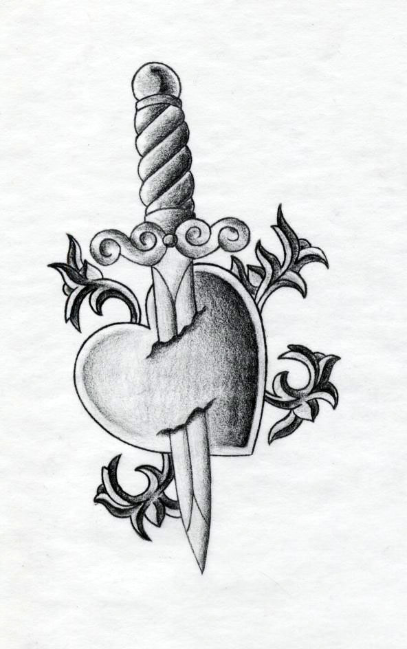 Glamorous Heart And Dagger Tattoo Picture By Alison