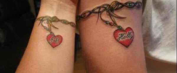 Couples heart Chains Tattoo Designs