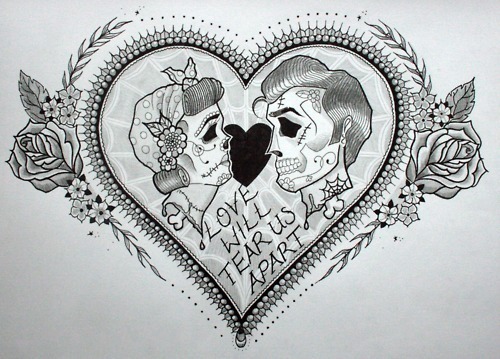 Heart and Skull Tattoo Sketch