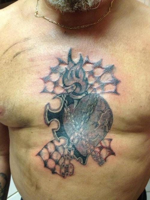 Heart With Chains And Spider Webs Tattoo Picture