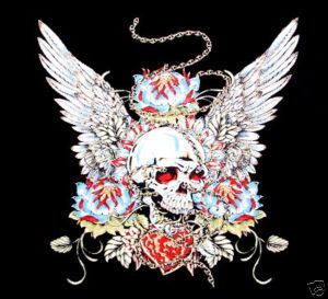 Skull Heart Wings Chain Tattoo Art