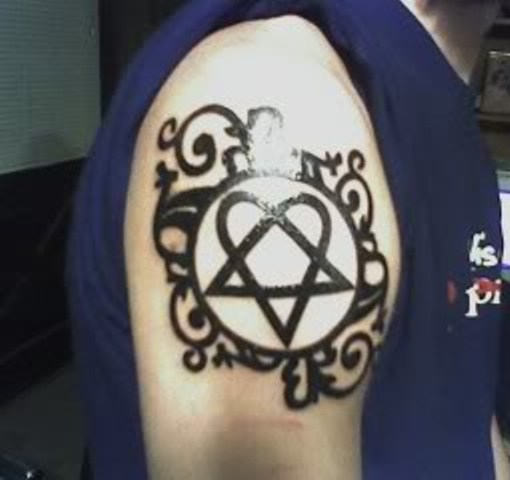 Funny Heartagram Tattoo Design for Shoulder