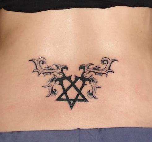 Heartagram Tattoo Design for Lower Back