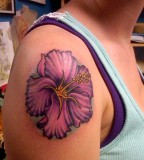 Best Purple Hibiscus Flower Tattoo Designs For Girls