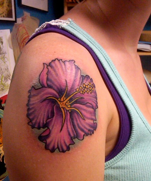 Best Purple Hibiscus Flower Tattoo Designs For Girls