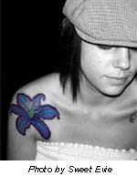 Blue Rose Lotus And Hibiscus Tattoo Picture