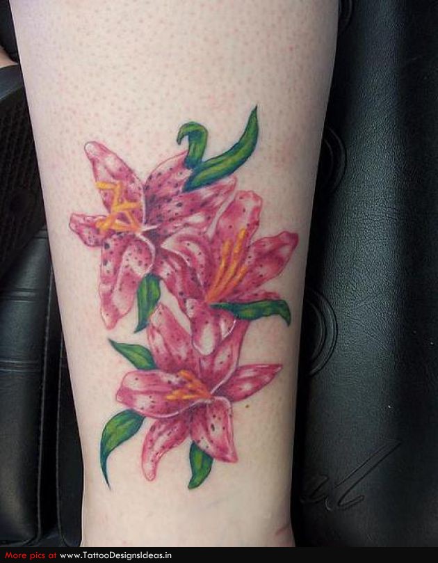 Design Of Pink Flower Tattoos Lily Ideas